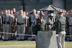 Officers take part in a Memorial Bell Ceremony in honor of officer Andrew J. Camilleri at the California Highway Patrol Academy Quad on Wednesday, Dec. 27, 2017 in West Sacramento, Calif. CHP officer Andrew J. Camilleri was killed in the line of duty by a drunk driver as he and his partner were on patrol. (Laura A. Oda/Bay Area News Group)